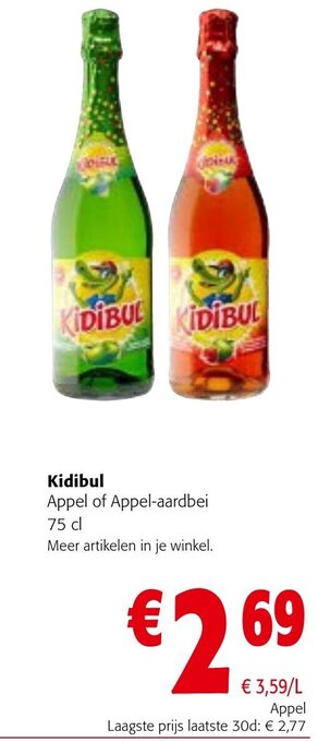 Colruyt Kidibul appel of appel-aardbei 75CL aanbieding