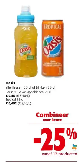 Colruyt Oasis pocket duo van appelsienen 25CL aanbieding