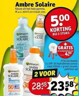 Kruidvat Spf 30 hydratende zonne- melk + gratis strandpaletten set aanbieding