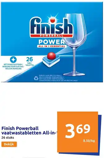 Action Finish powerball vaatwastabletten all-in-1 26 stuks aanbieding