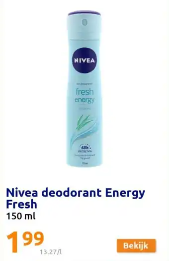 Action Nivea deodorant Energy Fresh 150ml aanbieding