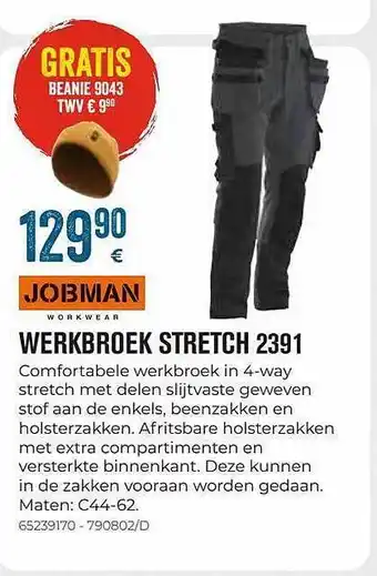 Meno Werkbroek stretch 2391 jobman aanbieding