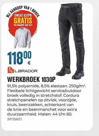 Meno Werkbroek 1030p l. brador aanbieding