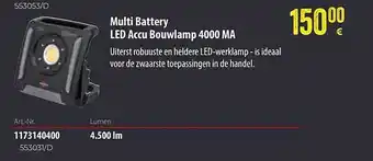 Multi battery led accu bouwlamp 4000 ma