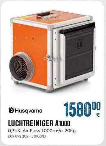 Meno Husqvarna luchtreiniger a1000 aanbieding