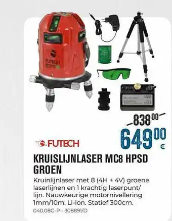Futech kruislijnlaser mc8 hpsd groen