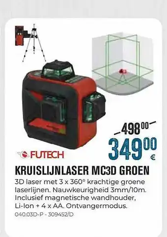 Futech kruislijnlaser mc3d groen