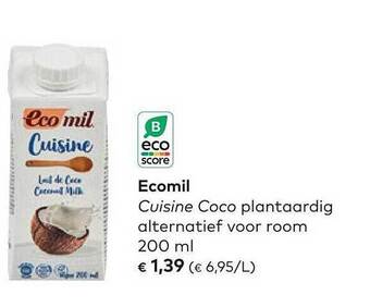 Bio Planet Ecomil cuisine coco plantaardig alternatief voor room aanbieding
