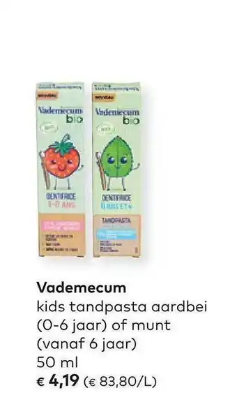 Bio Planet Vademecum kids tandpasta aardbei of munt aanbieding