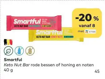 Smartful keto nut bar rode bessen of honing en noten