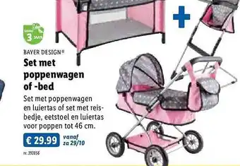 Lidl Bayer design set met poppenwagen of bed aanbieding