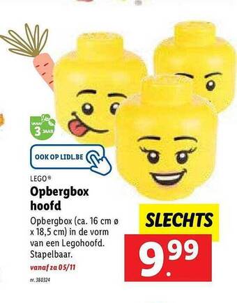 Lidl Lego opbergbox hoofd aanbieding