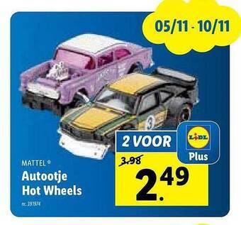 Lidl Mattel autootje hot wheels aanbieding