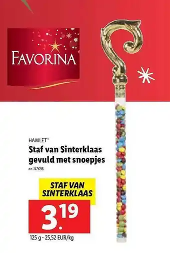 Lidl Hamlet staf van sinterklaas gevuld met snoepjes aanbieding