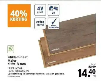 GAMMA Kliklaminaat major dikte 8mm 40% korting aanbieding