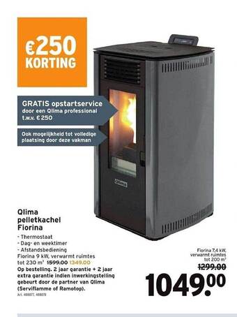 GAMMA Qlima pelletkachel fiorina aanbieding