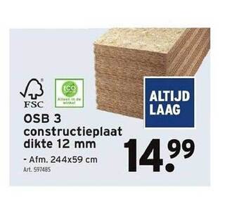 GAMMA Osb3 constructieplaat dikte 12 mm aanbieding