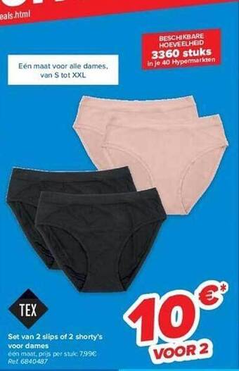 Set van 2 slips of 2 shorty's voor dames