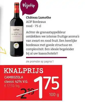 Spar Colruyt Château lamothe aop bordeaux rood aanbieding