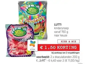 Spar Colruyt Lutti kindersnoep vanaf naar keuze aanbieding