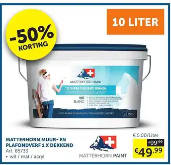 Zelfbouwmarkt Matterhorn muur- en plafondverf 1 x dekkend aanbieding