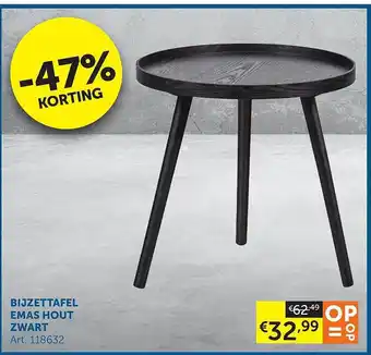 Zelfbouwmarkt Bijzettafel emas hout zwart -47% korting aanbieding