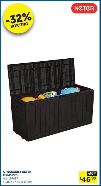 Zelfbouwmarkt Opbergkist keter grijs 270l aanbieding