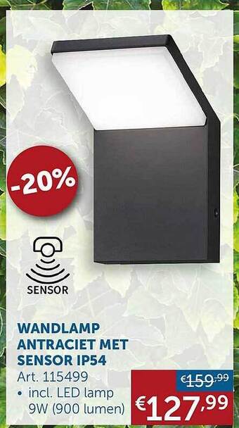 Zelfbouwmarkt Wandlamp antraciet met sensor ip54 aanbieding