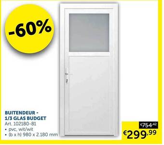 Zelfbouwmarkt Buitendeur - 1 3 glas budget aanbieding