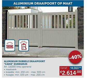 Zelfbouwmarkt Aluminium dubbele draaipoort aanbieding
