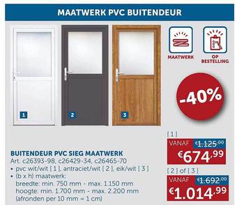 Zelfbouwmarkt Buitendeur pvc sieg maatwerk aanbieding