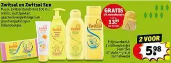 Kruidvat Billendoekjes sensitive + gratis zonnehoedje aanbieding