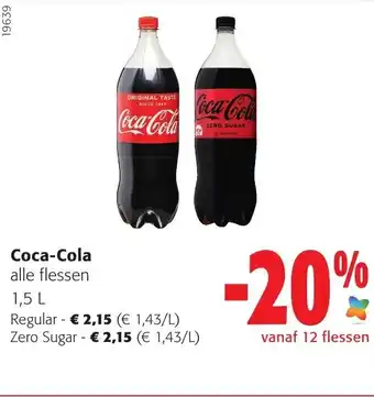 Colruyt Coca-Cola Alle Flessen Regular of Zero Sugar 1,5L aanbieding