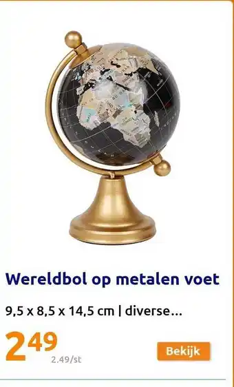 Wereldbol op metalen voet