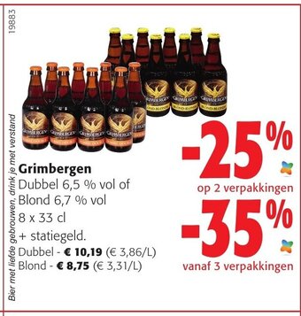 Colruyt Grimbergen Dubbel 6,5% vol of Blond 6,7% vol 8 x 33 cl aanbieding