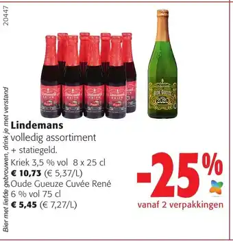 Colruyt Lindemans Kriek 8 x 25 cl / Oude Gueuze Cuvee Rene 75 cl aanbieding