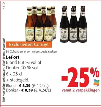 Colruyt LeFort Blond 8,8% vol / Donker 10% vol 6 x 33 cl aanbieding
