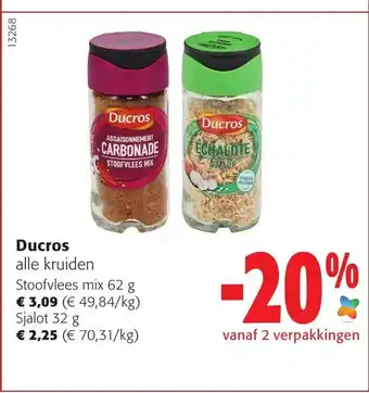 Colruyt Ducros Stoofvlees mix 62g / Sjalot 32 g aanbieding