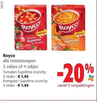 Colruyt Royco Tomaten Supreme Crunchy 3 Stuks / Pompoen Supreme Crunchy 3 Stuks aanbieding
