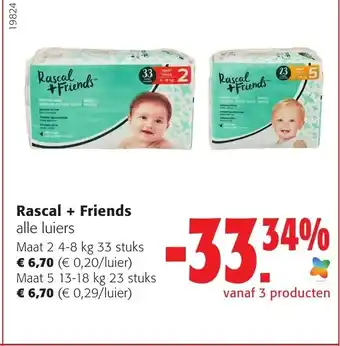 Colruyt Rascal + Friends Maat 2 4-8 kg 33 Stuks / Maat 5 13-18 Kg 23 stuks aanbieding