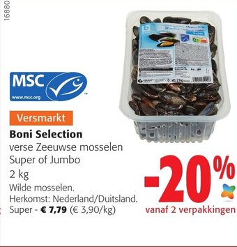 Colruyt Boni Selection Verse Zeeuwse Mosselen Super of Jumbo 2 Kg aanbieding