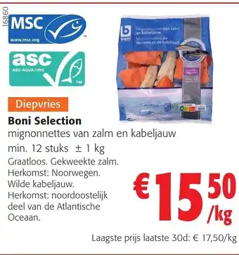 Colruyt Boni Selection Mignonnettes van zalm en Kabeljauw min 12 stuks 1Kg aanbieding