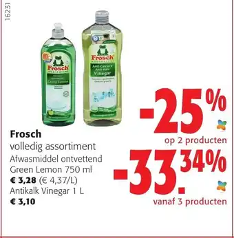 Colruyt Frosch Green Lemon 750 ml / Antikalk Vinegar 1 L aanbieding