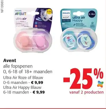 Avent Ultra Air Roze of Blauw 0-6 maanden / Ultra Air Happy Blauw 6-18 maanden