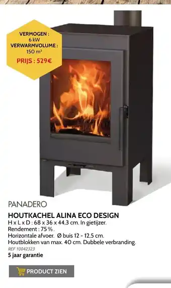 Brico Panadero houtkatchel alina eco design 6kW 150m³ aanbieding