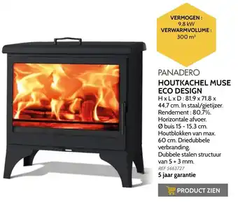 Brico Panadero houtkatchel muse eco design 9.8kw 300m³ aanbieding