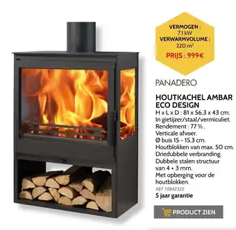 Brico Panadero houtkachel ambar eco design 7.1kW 220m³ aanbieding