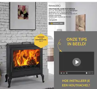 Brico Panadero houtkachel aube eco design 7,1kW 220m³ aanbieding