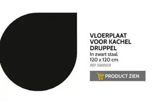 Vloerplaat voor kachel druppel in zwart staal 120x120cm