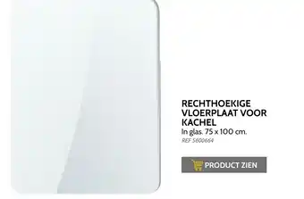 Rechthoekige vloerplaat voor kachel in glas 75x100cm